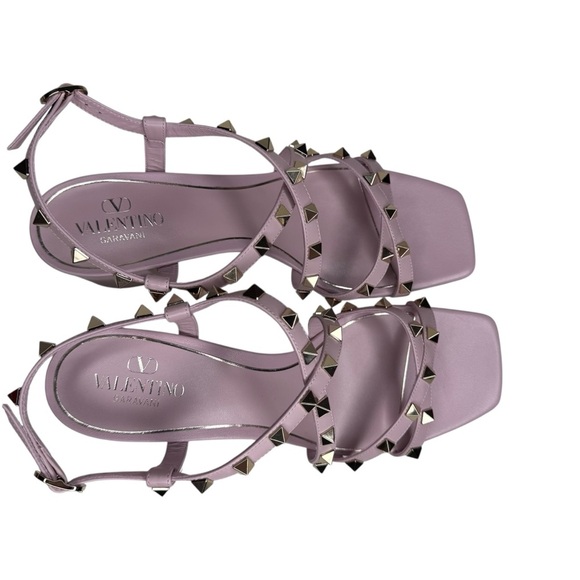 Valentino Garavani Pink Leather Rockstud 60 Sandals size 39.5/ US 10 - Picture 8 of 9